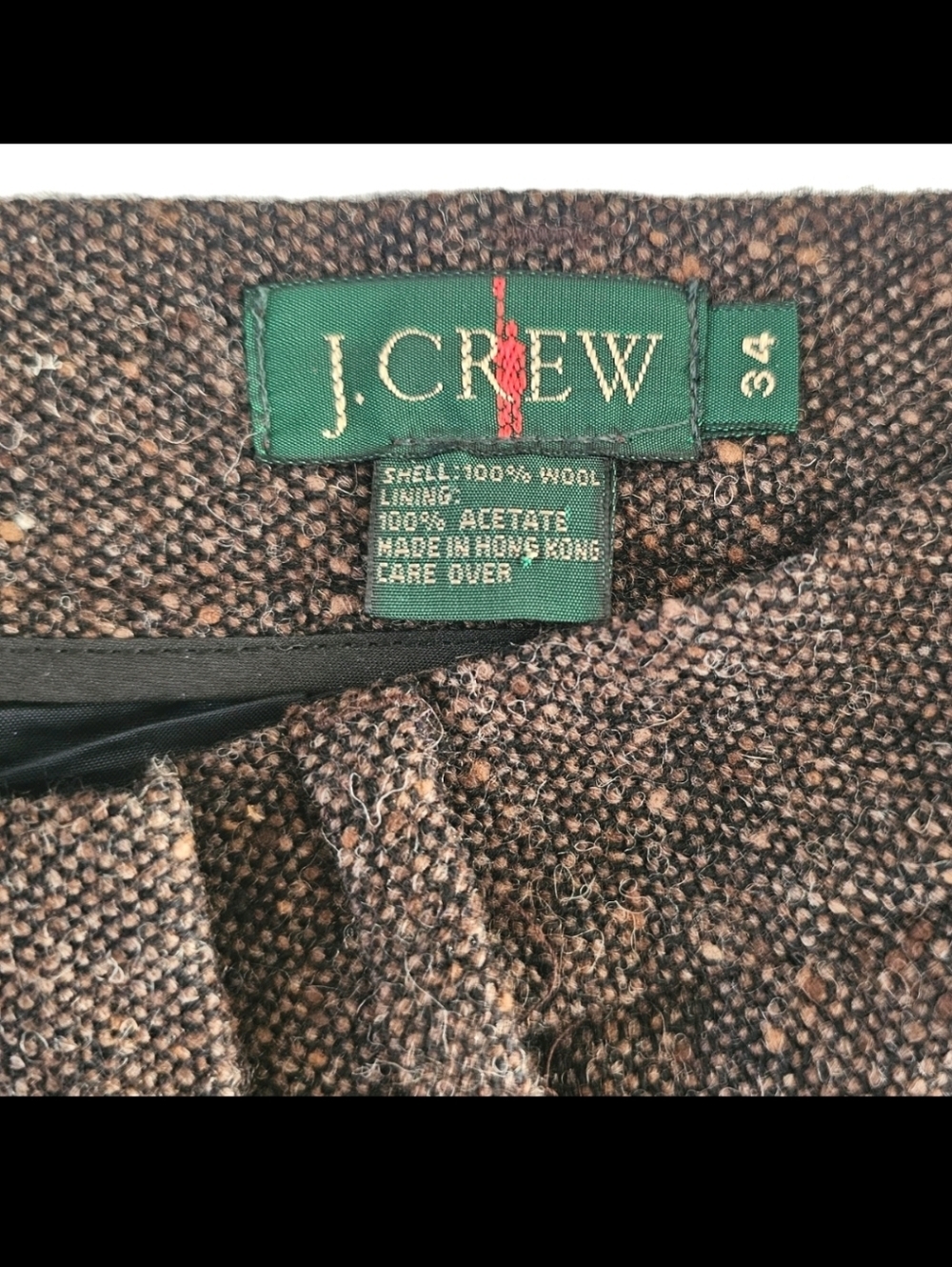 J CREW Wool Fall Career Office Work Sz 34 High-rise Straight Lined Brown Pants - Picture 10 of 11